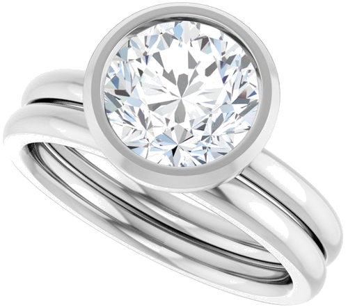 Sužadėtuvių Žiedas „Bezel-Set Solitaire“ 14k white gold Round 8mm (10)