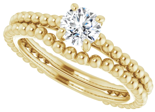 Sužadėtuvių Žiedas „Solitaire Beaded“ 14k yellow gold Round 5.2mm (10)