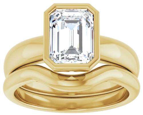 Sužadėtuvių Žiedas „Bezel-Set Solitaire“ 14k yellow gold Emerald 8mm x 6mm (8)