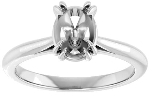 14K White 8 x 6 mm Oval Engagement Ring Mounting (3)
