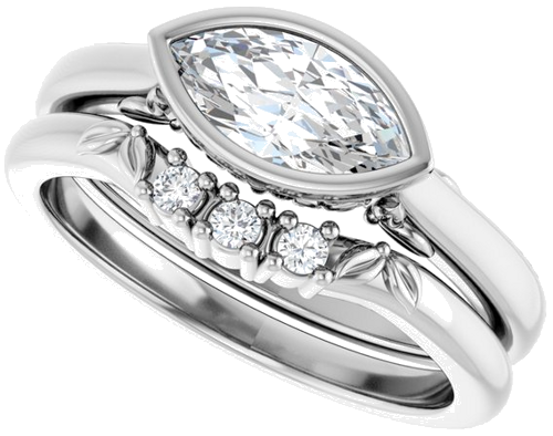 Sužadėtuvių Žiedas „Bezel-Set“ 14k white gold Marquise 9mm x 4.5mm (10)