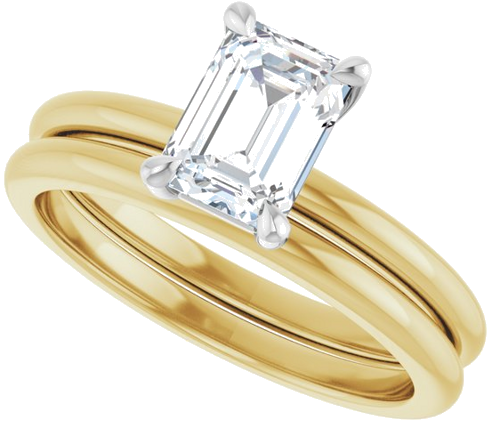 14K Yellow White 7x5 mm Emerald Solitaire Engagement Ring Mounting (10)