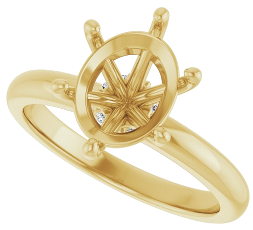Sužadėtuvių Žiedas „Accented“ 14k yellow gold Oval 10mm x 8mm (5)