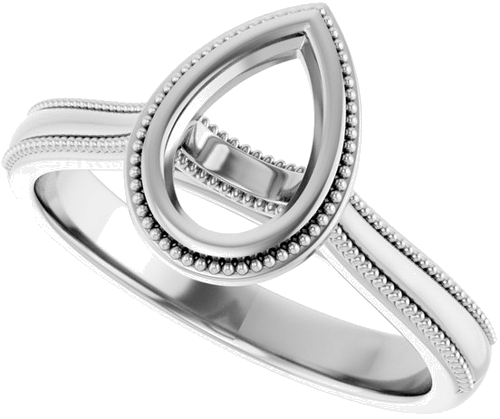 Sužadėtuvių Žiedas „Bezel-Set Solitaire“ 14k white gold Pear 8mm x 5mm (5)