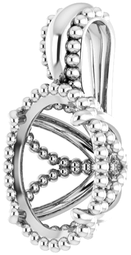 Pakabukas „Beaded“ 585 Baltojo Aukso Oval 10mm x 8mm (2)