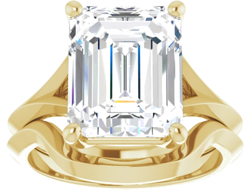 Sužadėtuvių Žiedas „Solitaire Split Shank“ 14k yellow gold Emerald 11mm x 9mm (8)
