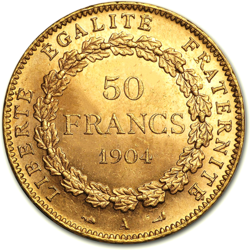 50 Frankų Angelas-Genius (1878-1904) Auksinė moneta Prancūzijos Respublika (2)