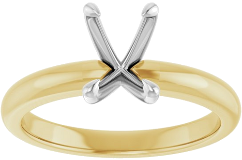 14K Yellow White 7x5 mm Emerald Solitaire Engagement Ring Mounting (3)
