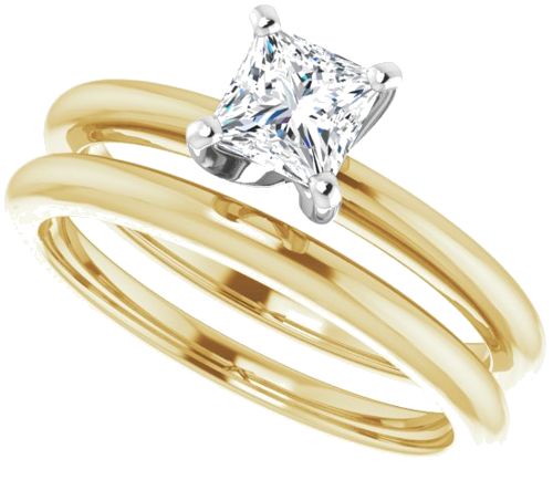 Sužadėtuvių Žiedas „Solitaire“ 585 Baltojo Ir Geltonojo Aukso Square 4.5mm (10)