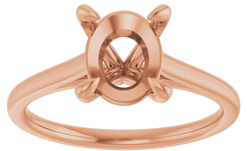 14K Rose  9x7 mm Oval Solitaire Engagement Ring Mounting (3)