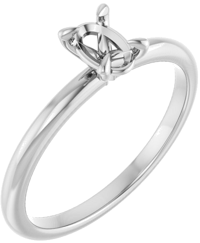 14K White  6x4 mm Oval Solitaire Engagement Ring Mounting (1)