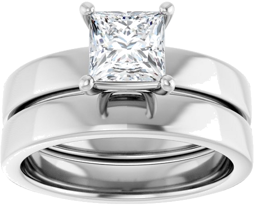 Platinum 5.5 mm Square Solitaire Engagement Ring Mounting (8)