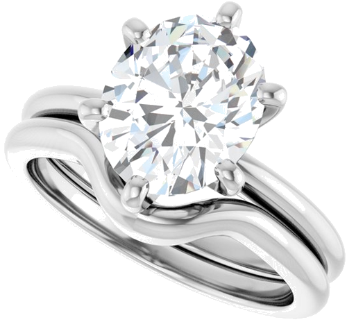 Sužadėtuvių Žiedas „Solitaire“ 14k white gold Oval 10mm x 8mm (10)