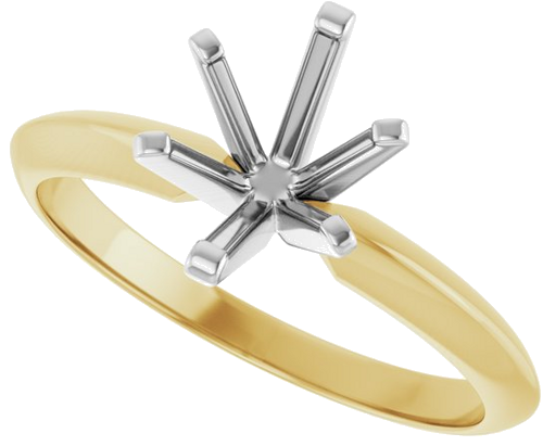 14K Yellow   White 8x6 mm Oval 6-Prong Solitaire Engagement Ring Mounting (5)