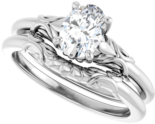 14K White  7x5 mm Oval Solitaire Engagement Ring Mounting (10)