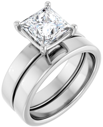 Sužadėtuvių Žiedas „Solitaire“ 14k white gold Square 7mm (6)