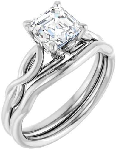 Sužadėtuvių Žiedas „Solitaire Sculptural“ 14k white gold Asscher 6mm (6)
