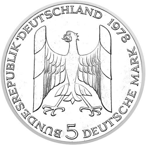 1978 Gustav Stresemann Germany 5 Mark silver coin (2)