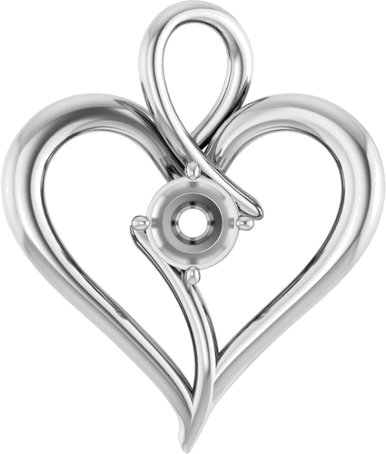Pakabukas „Heart“ 14k white gold Round 4.8mm (1)