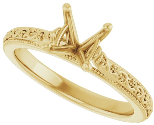 Sužadėtuvių Žiedas „Solitaire Sculptural“ 14k yellow gold Cushion 6mm (5)