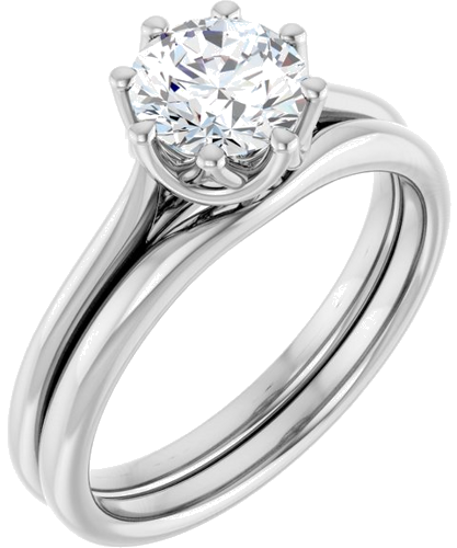 14K White 6.5 mm Round Solitaire Engagement Ring Mounting (6)