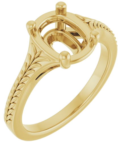 Sužadėtuvių Žiedas „Solitaire“ 14k yellow gold Elongated Cushion 8mm x 6mm (1)