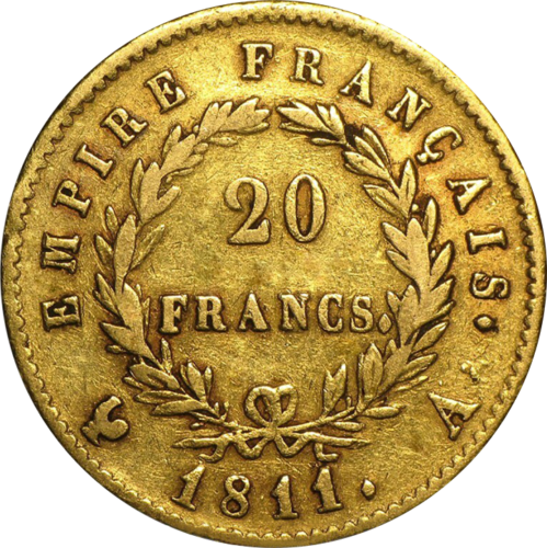 20 Frankų Napoleonas Bonapartas (Su vainiku 1807-1813), Prancūzijos imperija (2)
