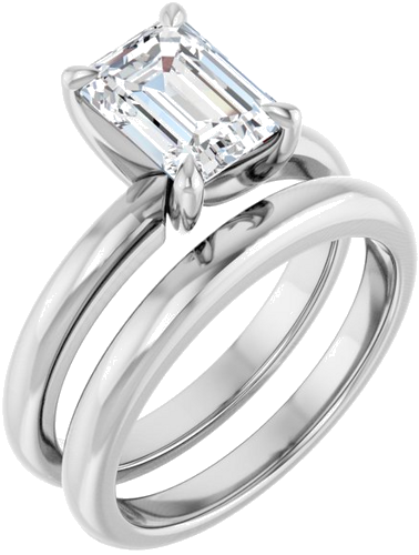 Sužadėtuvių Žiedas „Solitaire“ 585 Baltojo Aukso Emerald 8mm x 6mm (6)