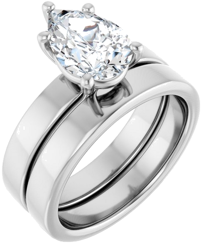 Sužadėtuvių Žiedas „Solitaire“ 14k white gold Pear 10mm x 7mm (6)
