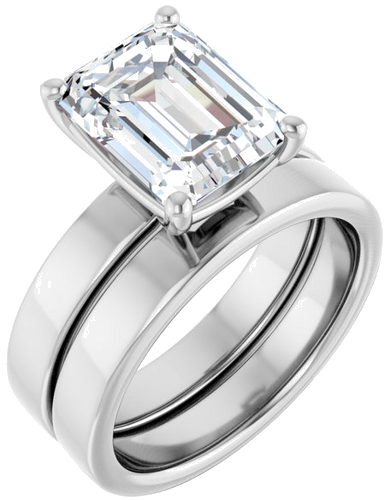 Sužadėtuvių Žiedas „Solitaire“ 10k white gold Emerald 10mm x 8mm (6)