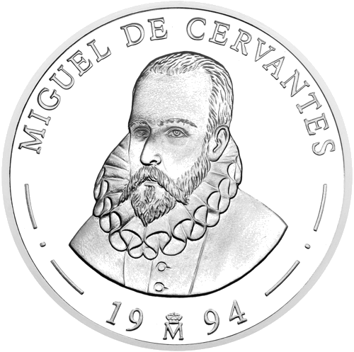 1994 Don Kichotas ir Sančo Pansa Ispanija 5 ekiai sidabrinė moneta (2)