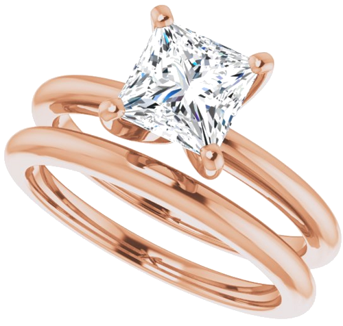 14K Rose  6 mm Square Solitaire Engagement Ring Mounting (10)