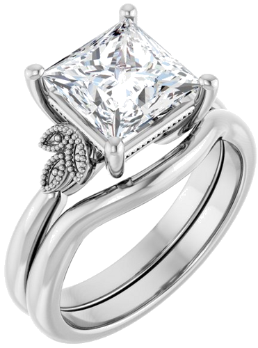 Sužadėtuvių Žiedas „Solitaire“ 14k white gold Square 7.5mm (6)