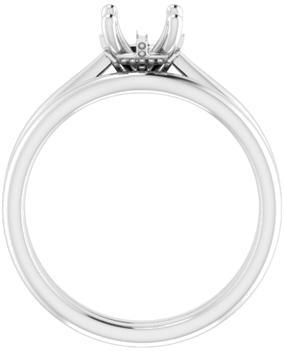 14K White 6.5 mm Round Hidden Cross Solitaire Engagement Ring Mounting (7)