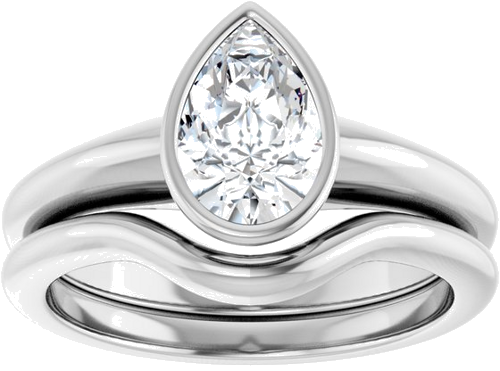 Sužadėtuvių Žiedas „Bezel-Set Solitaire“ 14k white gold Pear 8.5mm x 5.5mm (8)