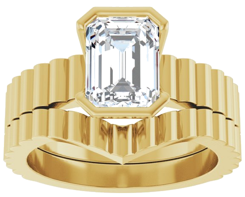 Sužadėtuvių Žiedas „Half-Bezel Solitaire“ 14k yellow gold Emerald 8mm x 6mm (8)