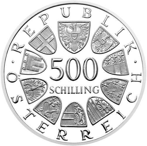 500 шиллингов Папа Иоанн Павел II 1983 Австрия серебряная монета (2)