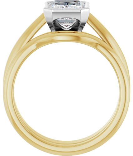 Sužadėtuvių Žiedas „Bezel-Set Solitaire“ 14k yellow/white gold Emerald 8mm x 6mm (7)
