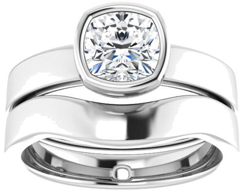 Sužadėtuvių Žiedas „Bezel-Set Solitaire“ 14k white gold Cushion 6mm (8)