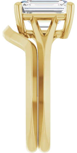 Sužadėtuvių Žiedas „Solitaire Split Shank“ 14k yellow gold Emerald 9mm x 7mm (9)