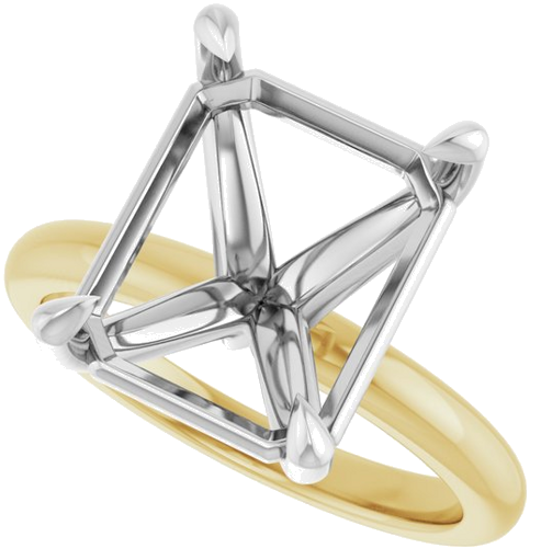 Sužadėtuvių Žiedas „Claw-Prong“ 14k yellow/white gold Emerald 12mm x 10mm (5)