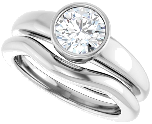 Sužadėtuvių Žiedas „Bezel-Set Solitaire“ 14k white gold Round 6.5mm (10)