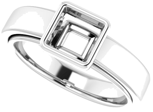 Sužadėtuvių Žiedas „Bezel-Set Solitaire“ 14k white gold Square 5.5mm (5)