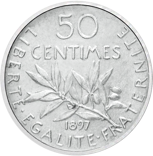 50 Centų Sėjėja (1897-1920) Prancūzija sidabrinė moneta (1)