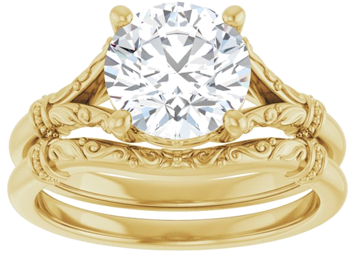 14K Yellow 8 mm Round Solitaire Engagement Ring Mounting (8)