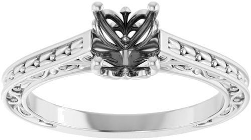14K White 6.5 mm Round Solitaire Engagement Ring Mounting (3)