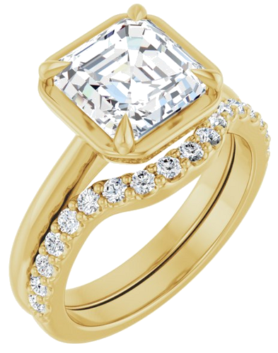 Sužadėtuvių Žiedas „Claw-Prong Solitaire Bezel-Style“ 14k yellow gold Asscher 8mm (6)