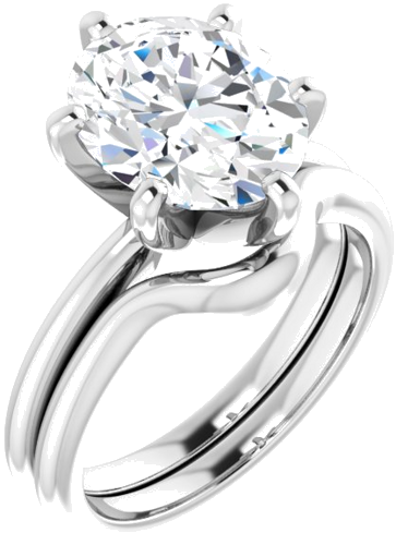 Sužadėtuvių Žiedas „Solitaire“ 585 Baltojo Aukso Oval 11mm x 9mm (6)