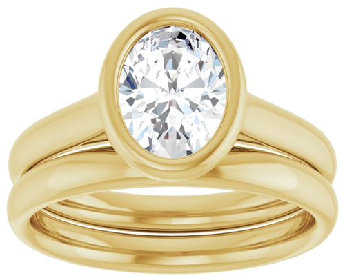 Sužadėtuvių Žiedas „Bezel-Set Solitaire“ 750 Geltonojo Aukso Oval 8mm x 6mm (8)