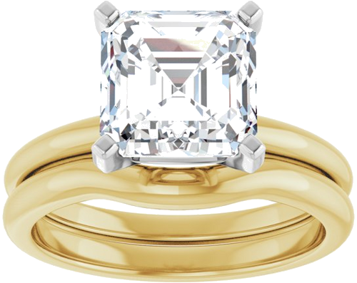 Sužadėtuvių Žiedas 14k yellow/white gold Asscher 8mm (8)